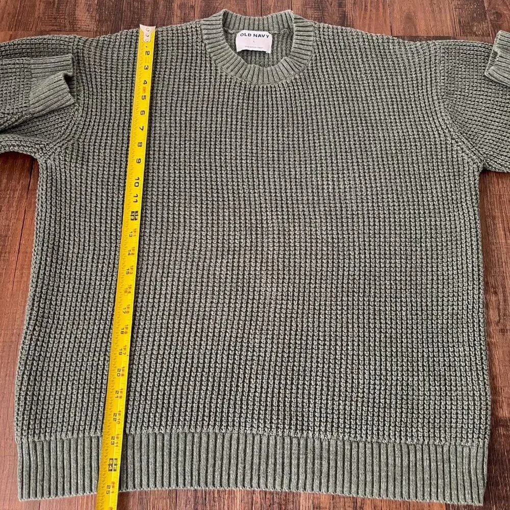 Old Navy Tunic Sweater Chunky Knit Crew Neck Oversized Size Large Heather Green